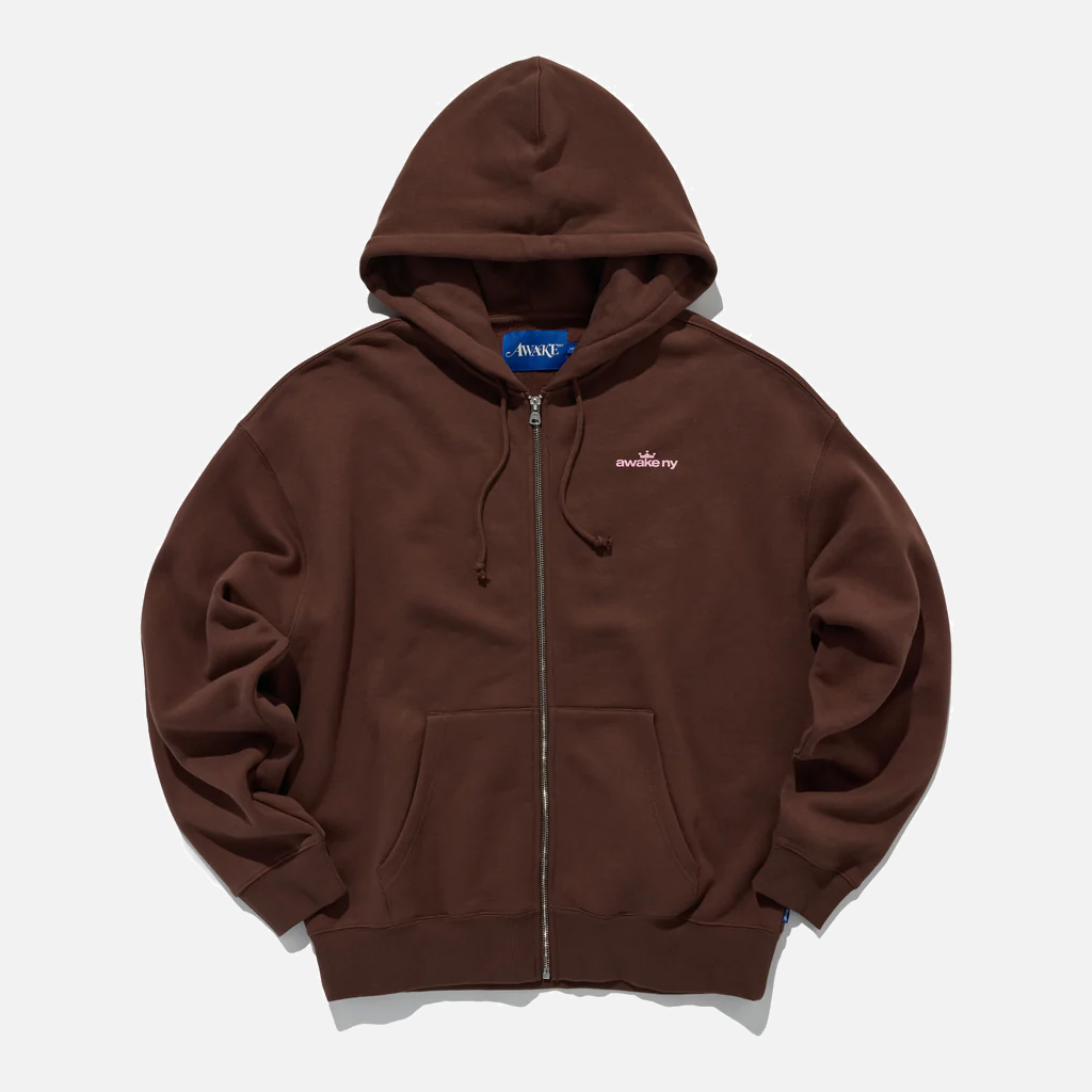CROWN LOGO FULL-ZIP HOODIE - BROWN – lapstoneandhammer.com