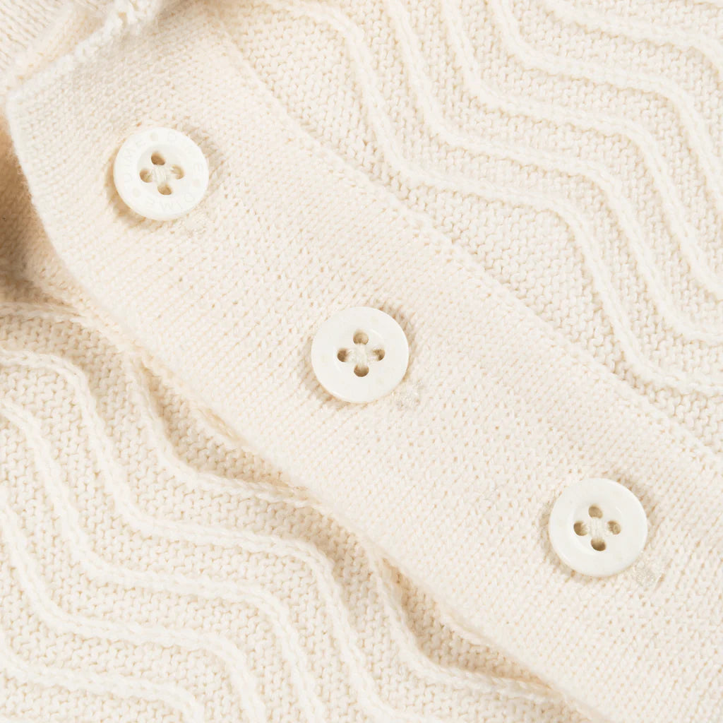 WAVE CABLE KNIT POLO - CREAM