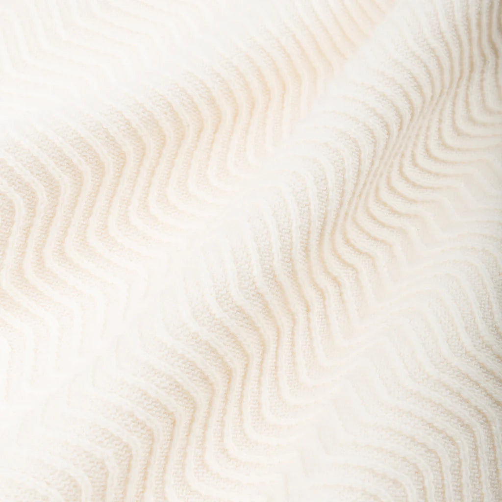 WAVE CABLE KNIT POLO - CREAM