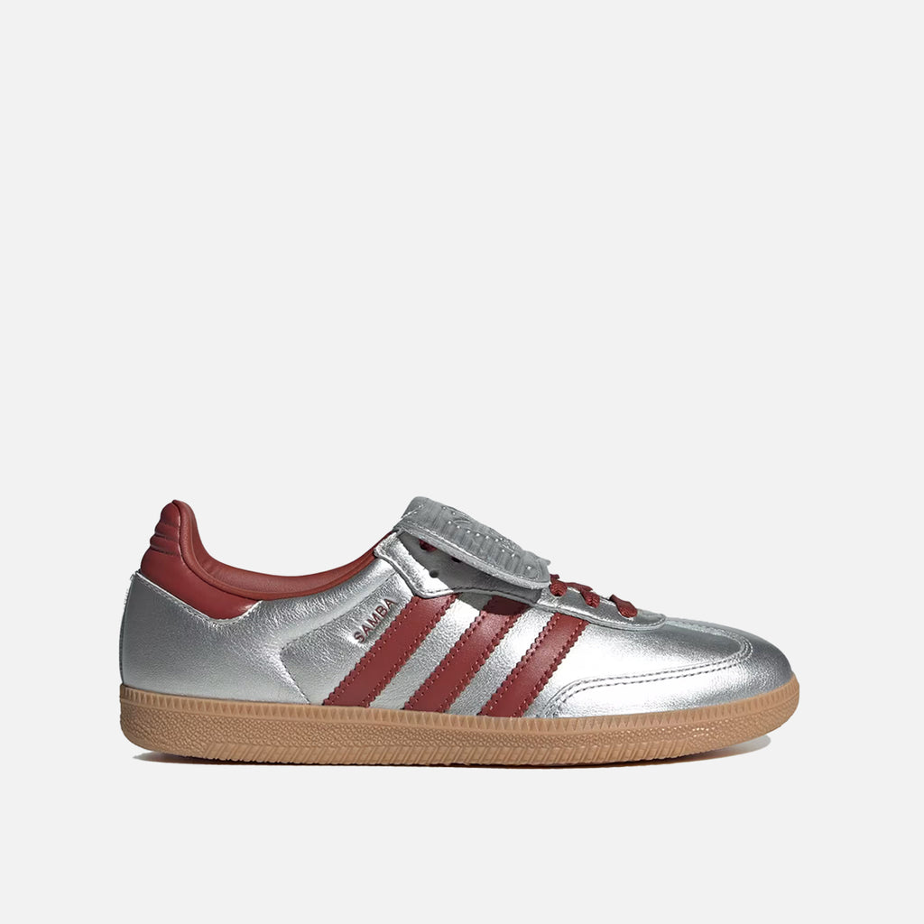 adidas Samba Long Tongue Shoes - Women's - Silver / Preloved Ruby / Gum