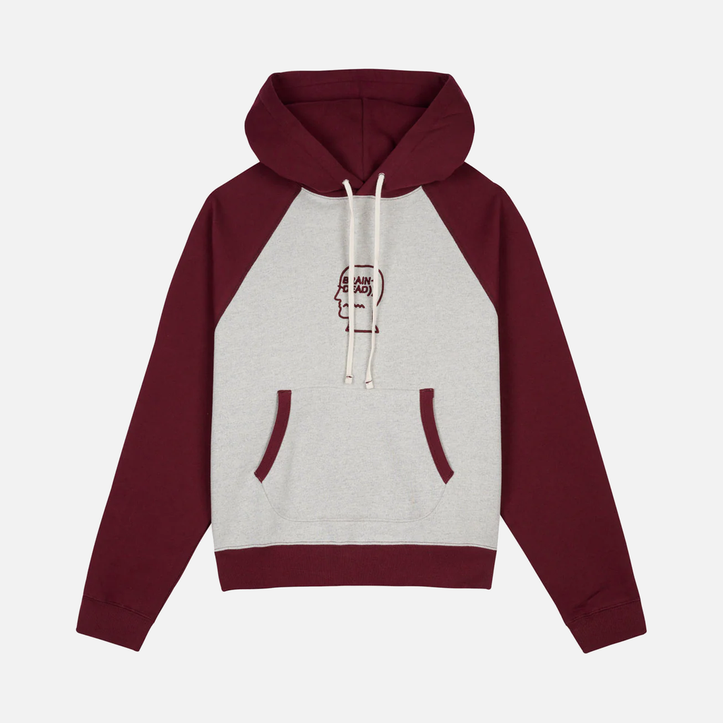 FLEECE LOGO HEAD RAGLAN HOODIE - OATMEAL MAROON FLEECE LOGO HEAD RAGLAN HOODIE - OATMEAL MAROON