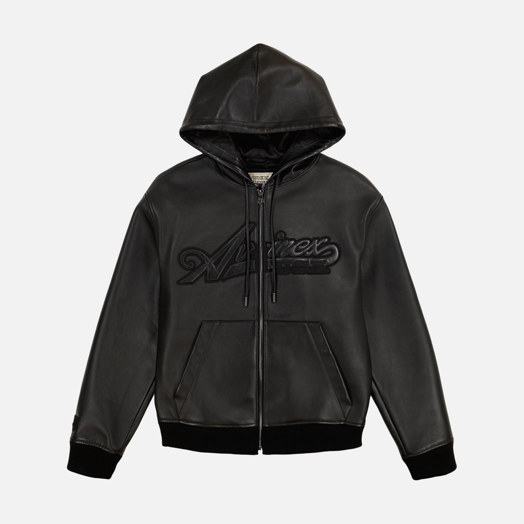 SCRIPT NAPPA LEATHER HOODIE - BLACK – lapstoneandhammer.com
