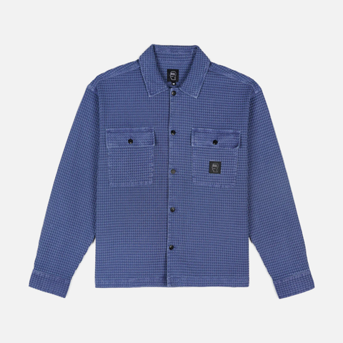 WAFFLE BUTTON FRONT SHIRT - BLUEBERRY