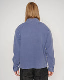 WAFFLE BUTTON FRONT SHIRT - BLUEBERRY