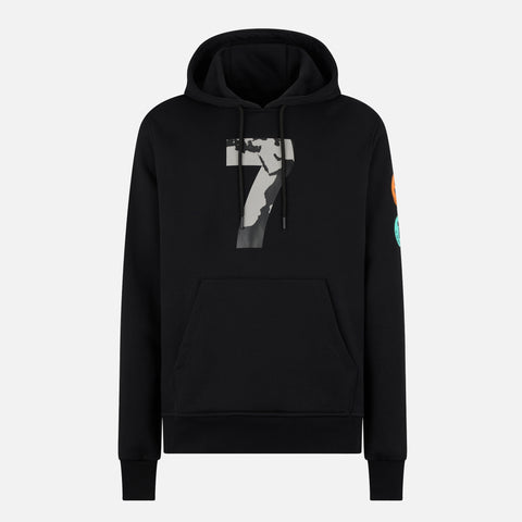 COMPOUND X SAVE THE DUCK "7" HOODIE - BLACK / GREY