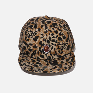 WILD LEOPARD PATTERN ONE POINT CAP - BEIGE