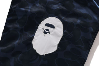 SOLID CAMO NYC LOGO NYLON VARSITY JACKET - NAVY