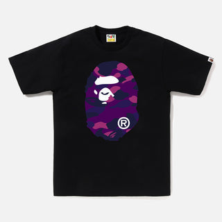 COLOR CAMO BIG APE HEAD TEE - BLACK / PURPLE