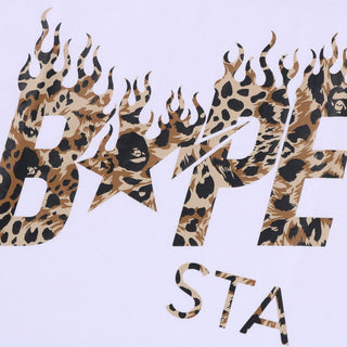 WILD LEOPARD PATTERN BAPE STA LOGO RELAXED FIT TEE - WHITE