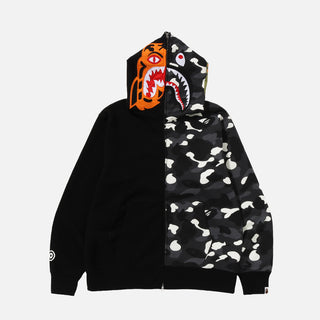 CITY CAMO TIGER SHARK FULL ZIP HOODIE - BLACK