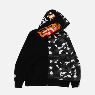 CITY CAMO TIGER SHARK FULL ZIP HOODIE - BLACK