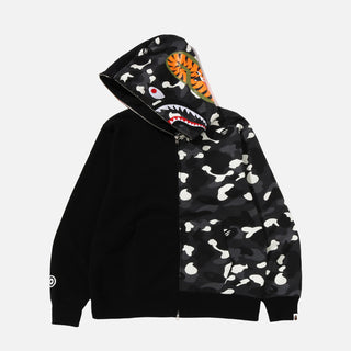 CITY CAMO TIGER SHARK FULL ZIP HOODIE - BLACK