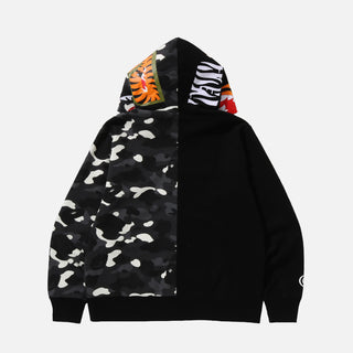 CITY CAMO TIGER SHARK FULL ZIP HOODIE - BLACK