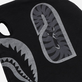 SKELETON SHARK HEAVY WASHED CROPPED FIT FULL ZIP HOODIE - BLACK