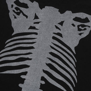 SKELETON SHARK HEAVY WASHED CROPPED FIT FULL ZIP HOODIE - BLACK