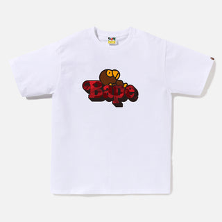 COLOR CAMO MILO ON BAPE TEE - WHITE / RED