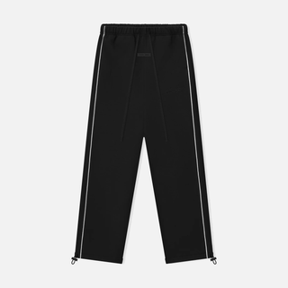 RELAXED FLEECE SWEATPANT WITH PIPING - JET BLACK / CLOUD WHITE