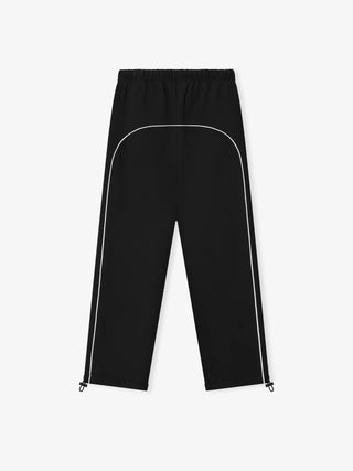 RELAXED FLEECE SWEATPANT WITH PIPING - JET BLACK / CLOUD WHITE