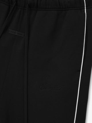 RELAXED FLEECE SWEATPANT WITH PIPING - JET BLACK / CLOUD WHITE