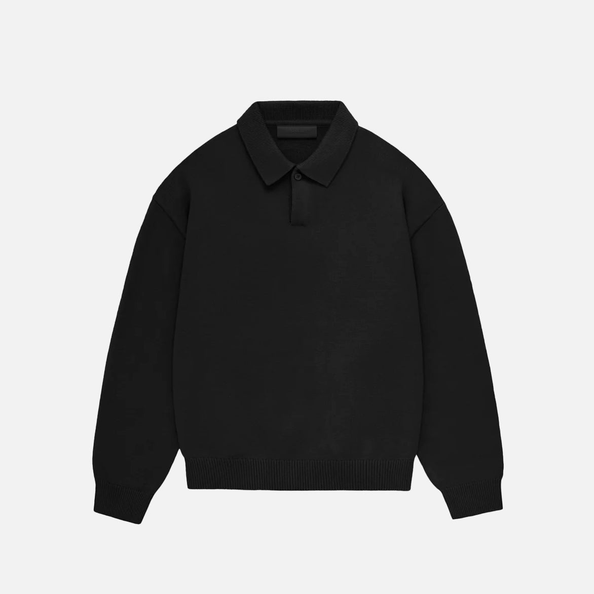 ESSENTIALS KNIT POLO - JET BLACK