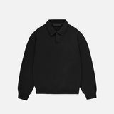 ESSENTIALS KNIT POLO - JET BLACK