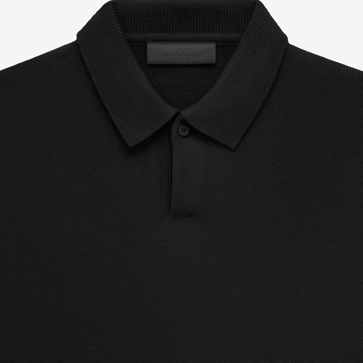 ESSENTIALS KNIT POLO - JET BLACK