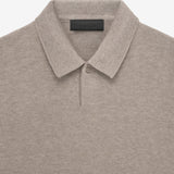 ESSENTIALS KNIT POLO - CORE HEATHER