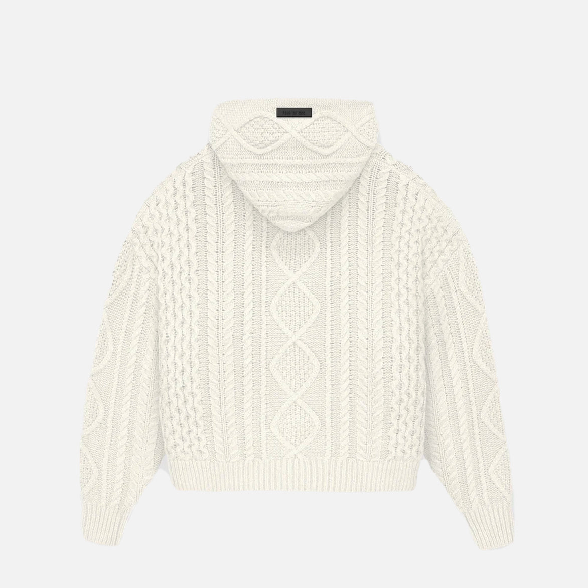 ESSENTIALS CABLE KNIT HOODIE - CLOUD DANCER