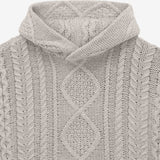 ESSENTIALS CABLE KNIT HOODIE - SILVER CLOUD