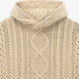 ESSENTIALS CABLE KNIT HOODIE - GOLD HEATHER