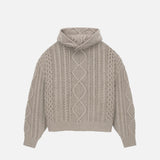 ESSENTIALS CABLE KNIT HOODIE - CORE HEATHER