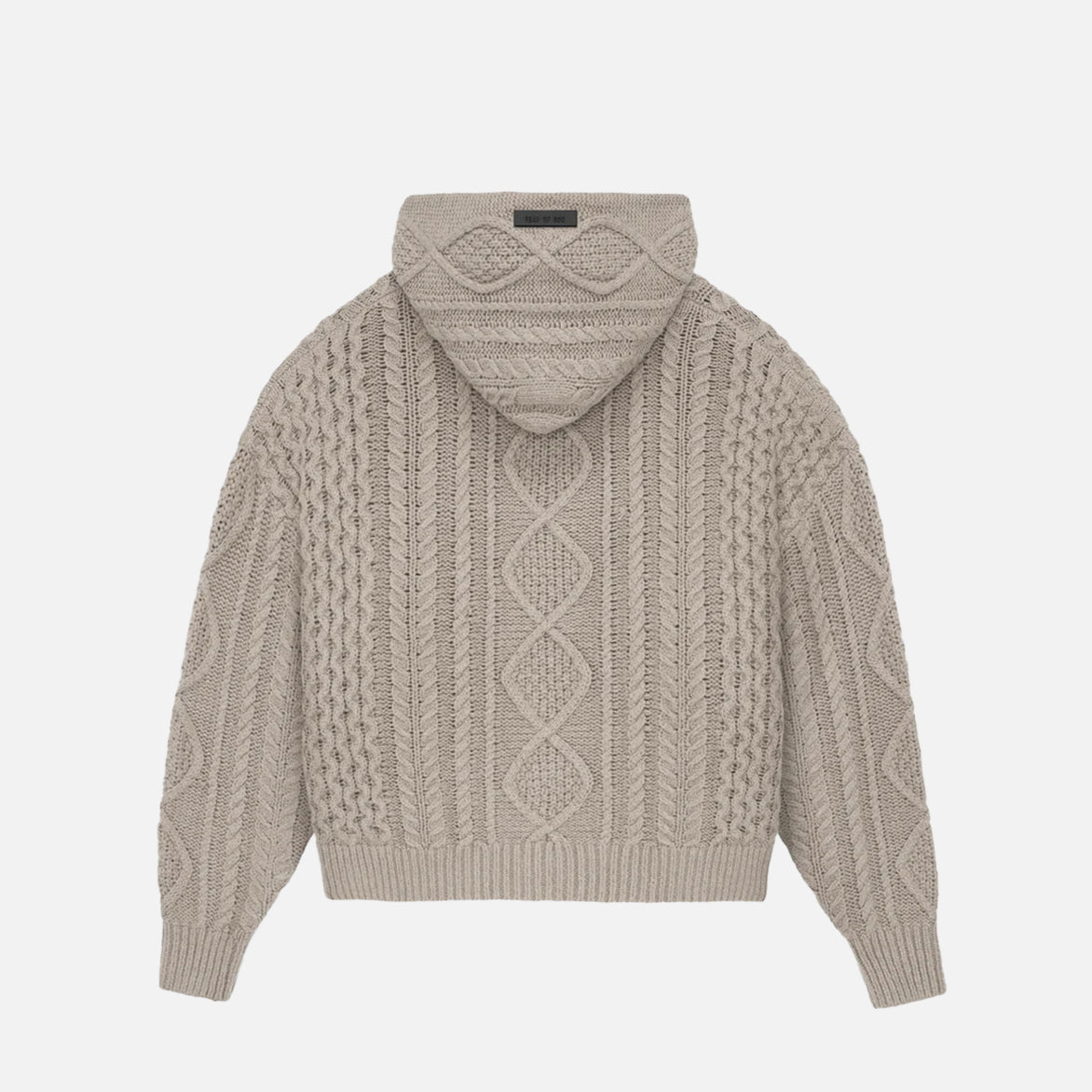 ESSENTIALS CABLE KNIT HOODIE - CORE HEATHER