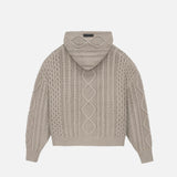 ESSENTIALS CABLE KNIT HOODIE - CORE HEATHER