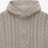 ESSENTIALS CABLE KNIT HOODIE - CORE HEATHER