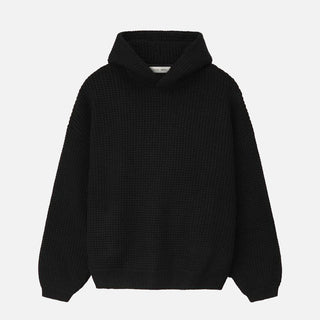 HEAVY WAFFLE 90`S HOODIE - VINTAGE BLACK