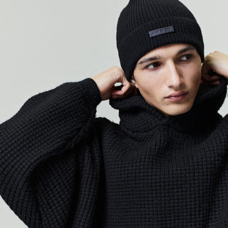 HEAVY WAFFLE 90`S HOODIE - VINTAGE BLACK