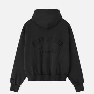 EMBROIDERED CLASSIC FULL ZIP HOODIE - VINTAGE BLACK