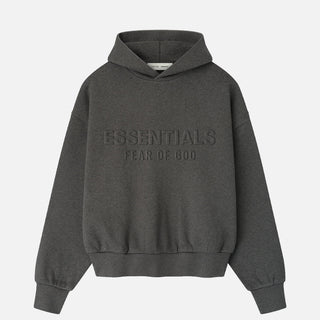 EMBOSSED ESSENTIALS CLASSIC HOODIE - CHARCOAL HEATHER