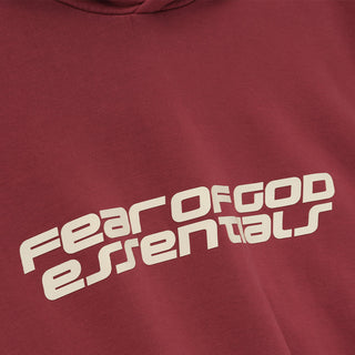 CROPPED RELAXED HOODIE - CRIMSON