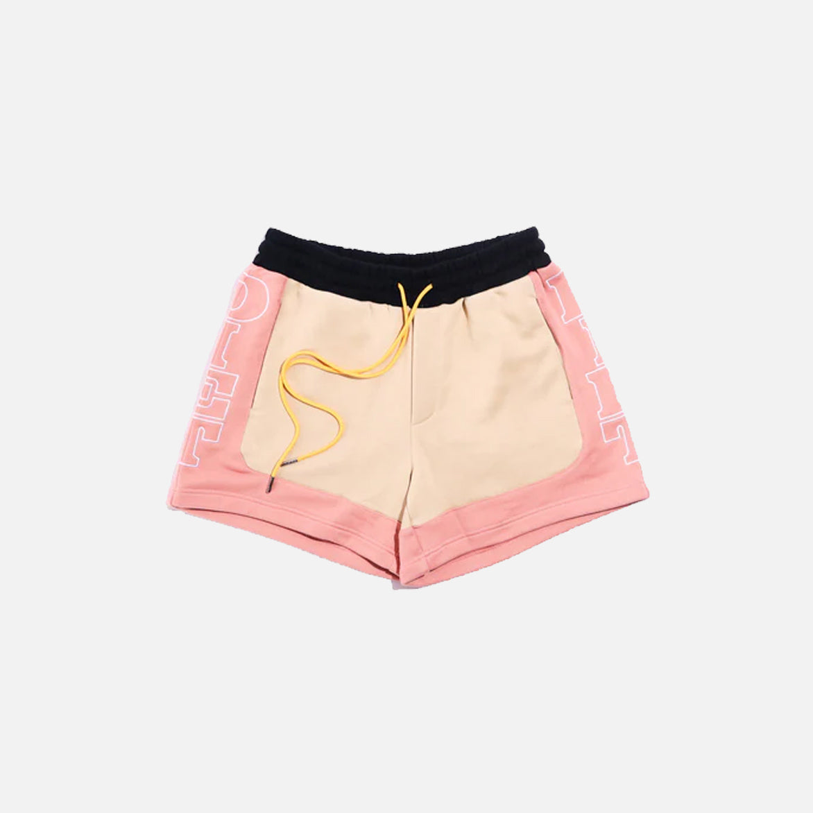 FRENCH TERRY ROW SHORTS - TAN / PINK