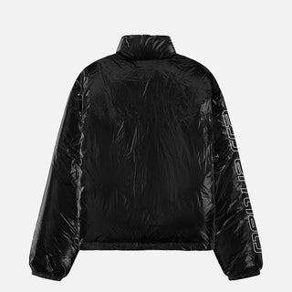 RIPSTOP NYLON PUFFER JACKET - METALLIC BLACK