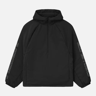 TECH NYLON HALF ZIP ANORAK - VINTAGE BLACK
