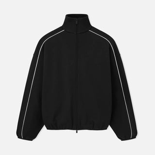 MODERN TRACK JACKET W/ PIPING - JET BLACK / CLOUD WHITE