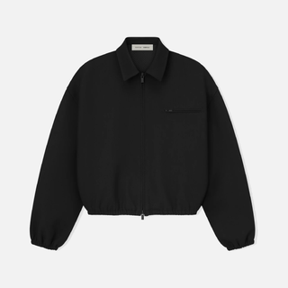 BONDED CANVAS ZIP-UP JACKET - JET BLACK