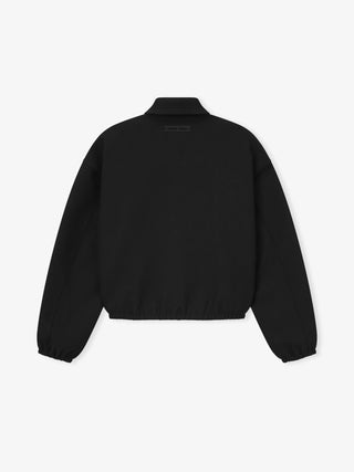 BONDED CANVAS ZIP-UP JACKET - JET BLACK