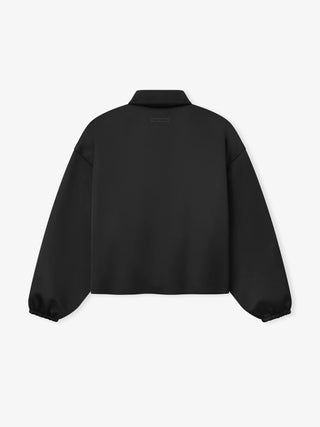 BONDED SATIN ZIP-UP BOMBER JACKET - JET BLACK