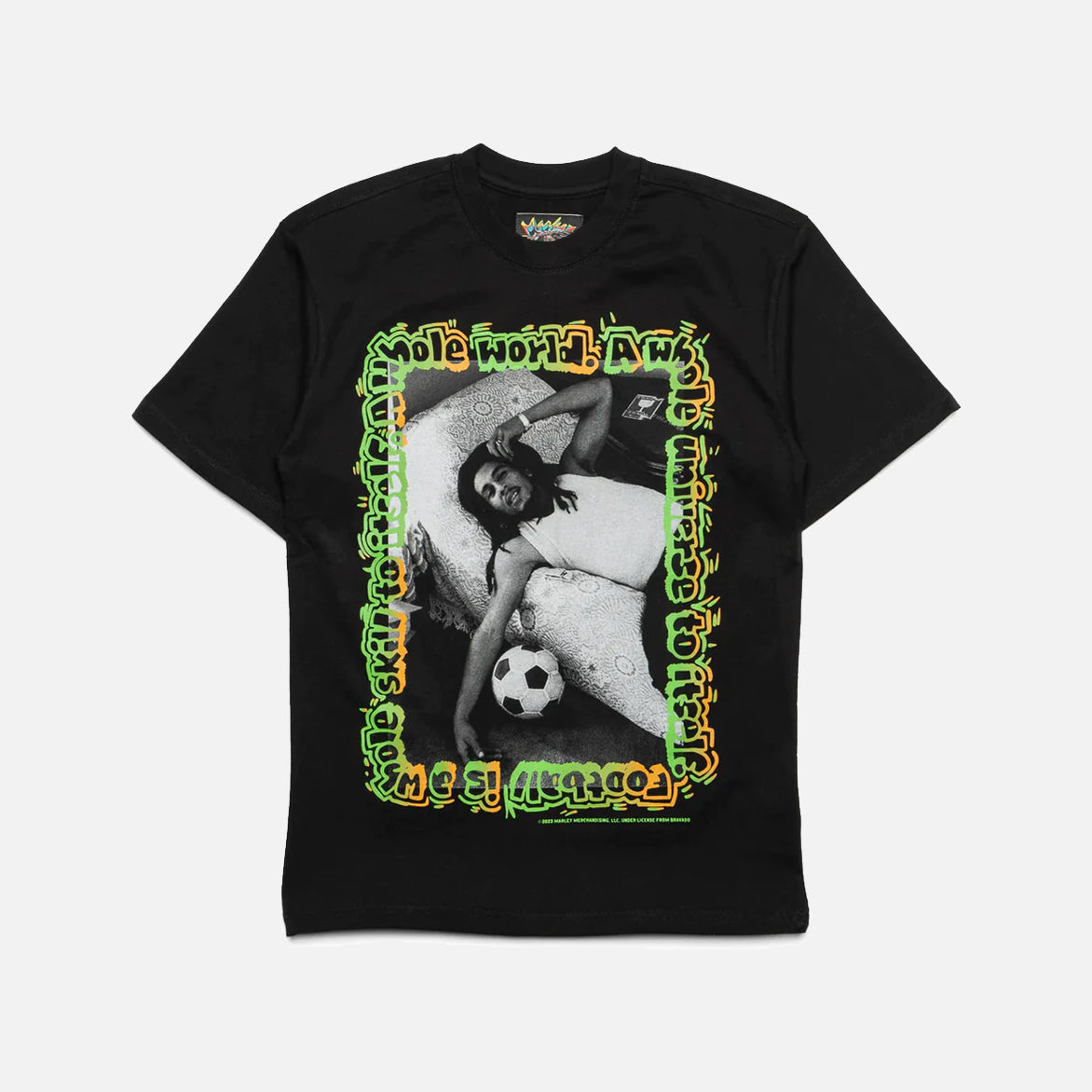 BOB MARLEY SOCCER T-SHIRT - BLACK