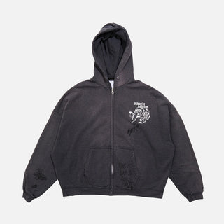 CARRYING THE MESSAGE ZIP HOODIE - VINTAGE BLACK
