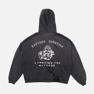 CARRYING THE MESSAGE ZIP HOODIE - VINTAGE BLACK