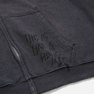 CARRYING THE MESSAGE ZIP HOODIE - VINTAGE BLACK